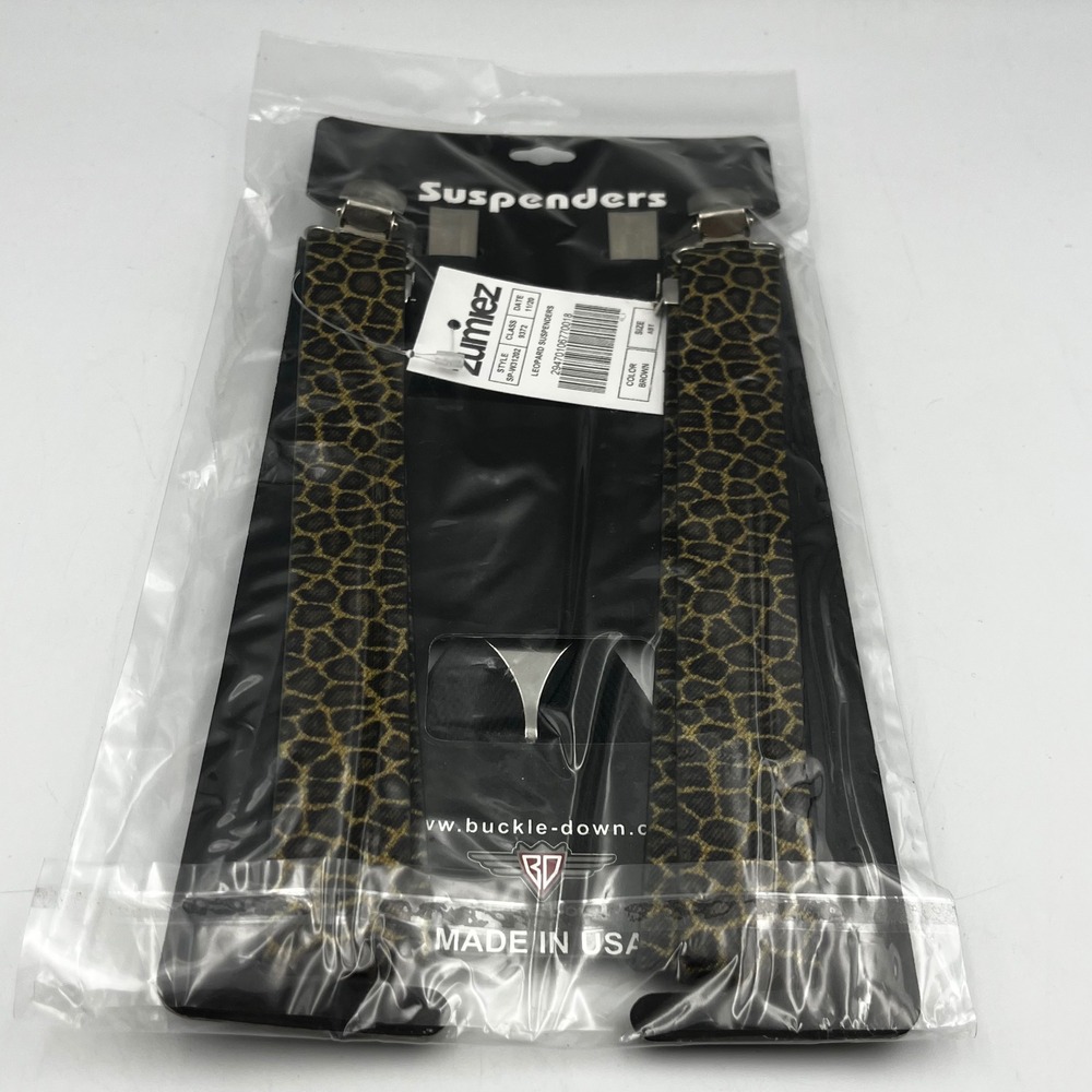 Buckle-Down‎ Leopard Suspenders Brown Animal Print Adjustable Made in USA Zumiez